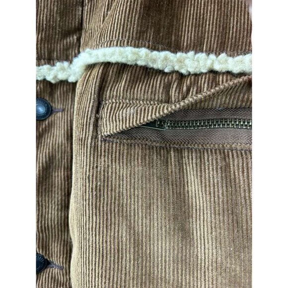 VTG Aeropostale Jacket Men's XL Sherpa Fur Corduroy Western Grunge Rancher Tan - Picture 13 of 13